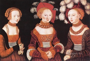  Princesse Oil Painting - Saxon Princesses Sibylla Emilia And Sidonia Renaissance Lucas Cranach the Elder
